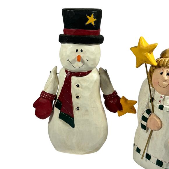 Midwest of Cannon Falls Eddie Walker Santa Angel snowman carved wood figures - Picture 2 of 11